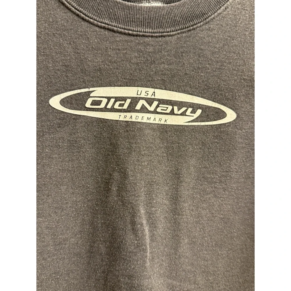 Vintage 90s USA Old Navy Trademark Script Logo Crewneck Sweatshirt Gray Kids 4/5